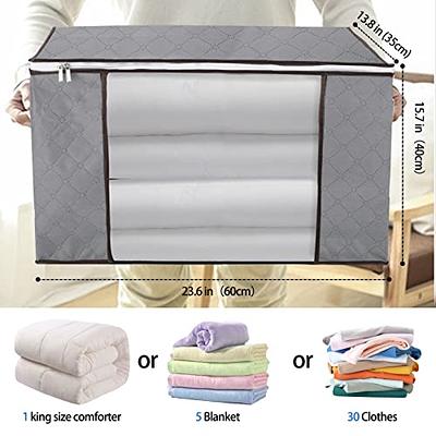 Closet Organizers and Storage Bags for Clothes, Large Capacity Clothing  Blanket Storage Bags with Reinforced Handle, 3 Layer Fabric Closet Organizer  for Clothing, Bedding, 3 Pack 