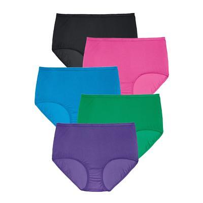 Plus Size Women's Nylon Brief 5-Pack by Comfort Choice in Bright