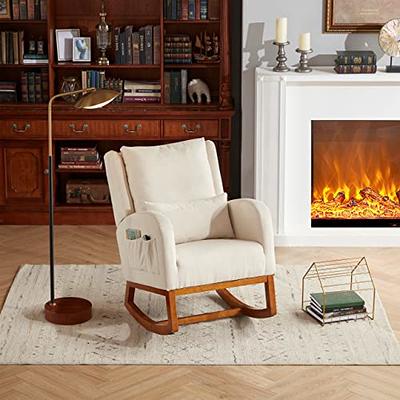 Rocking Chair Indoor Lounge Chair Comfortable Accent Chair,Nursery Glider  Recliner Modern Rocker Glider Chair with Button Tufted High Back Cushion  for Living Room Bedroom Office, Mustard 