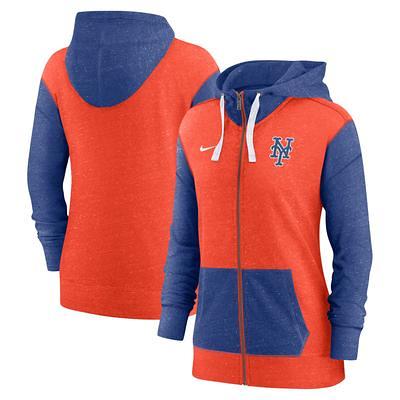 Women's Antigua Heathered Gray New York Giants Wordmark Victory Full-Zip Hoodie