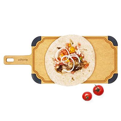 Vellum wood paper composite cutting board with juice groove, dishwasher safe,  non-skid