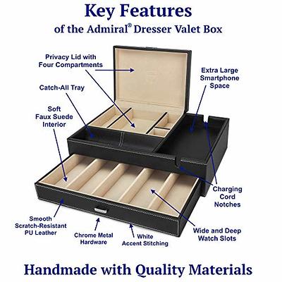 Navigator - Big Dresser Valet Tray Organizer with Watch Box & Angled  Charging Station