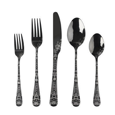 Black Silverware Set, SuperCook 36 Piece Flatware Set for 6, Stainless  Steel Cutlery Set with Steak Knife, Dishwasher Safe