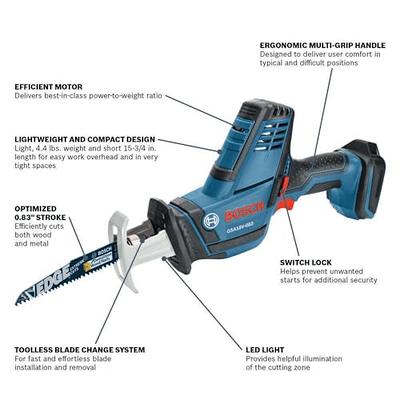 BOSCH GXL18V-496B22 18V 4-Tool Combo Kit with Compact Tough 1/2 In.  Drill/Driver, Two-In-One 1/4 In. and 1/2 In. Bit/Socket Impact Driver,  Compact