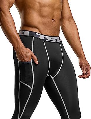 TSLA Men's Compression Pants, Cool Dry Athletic Workout Running Tights  Leggings with Pocket/Non-Pocket, Athletic Pocket Pants Black & Grey, X-Large  - Yahoo Shopping