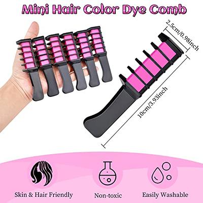 Glow Temporary Hair Chalk Comb, Glow in The Black Light Washable Hair Color  Comb for Girls Kids Non-Toxic Hair Dye for Birthday Halloween Cosplay Party