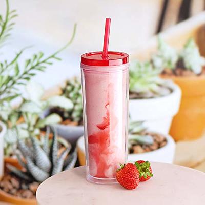 10.5 inch, Set of 6 Red Replacement Acrylic Straws for 16oz, 20oz, 24oz Tumblers
