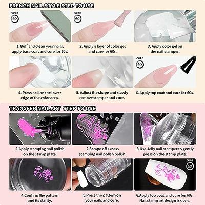 Colorful Transparent Nail Stamper with Scraper Jelly Silicone Stamp for  French Nails Manicuring Kits Nail Art Stamping Tool