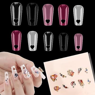 Black Pink With Rhinestones Nail Design on Acrylic Press on Nails