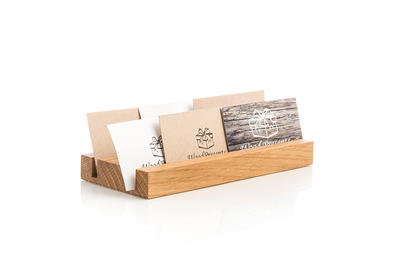 Wood business card holder Multiple card display stand Desktop card