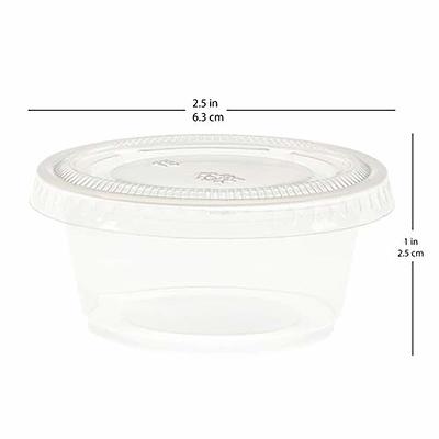 DuraHome Plastic Portion Cups with Lids 2 oz. 150 Pack Condiment Sauce Snack Souffle Dressing, Jello Shot Cup Containers, BPA