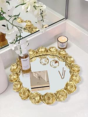 Vixdonos Gold Rose Resin Tray Decorative Mirror Tray Bathroom Vanity Tray  for Perfume,Jewelry and Makeup - Yahoo Shopping