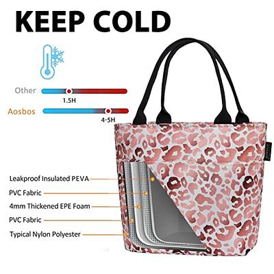 Aosbos Leopard Lunch Bag Women Lunch Bags for Adult Lunch Box for