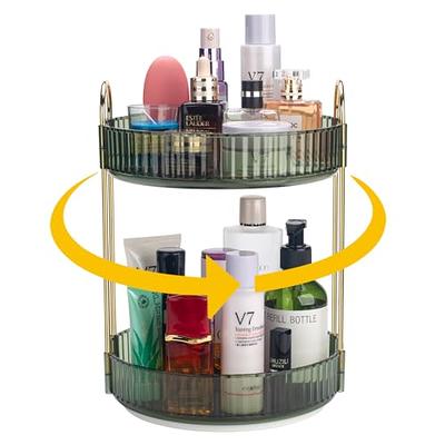 Dobbyby Bathroom Organizer Countertop Perfume Organizer Makeup Organizer  Cosmetics Storage Display Rack 2 Tier Vanity Tray Dresser Stainless Steel  Sliver Shelf White Marble Print Ceramic Tray L - Yahoo Shopping