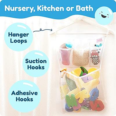 Hanging Bath Toy Holder, With Suction & Adhesive Hooks, 14x20