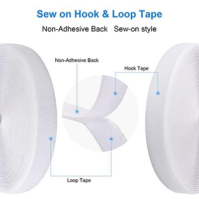 Sew on Hook and Loop Style 4 Inch Non-Adhesive Back Nylon Strips Fabric Fastener Non-Adhesive Interlocking Tape Black,3 Yard