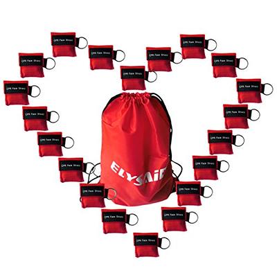 ASA TECHMED CPR Face Mask Key Chain Kit With Gloves - 25 Pack, Red 