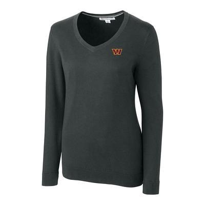 Women's San Francisco 49ers Cutter & Buck Charcoal Helmet Logo Lakemont  Tri-Blend V-Neck Pullover Sweater