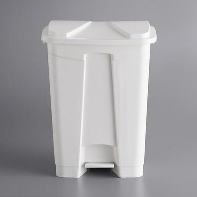 Lavex 50 Gallon Gray Wheeled Rectangular Trash Can with Lid and Step-On  Attachment