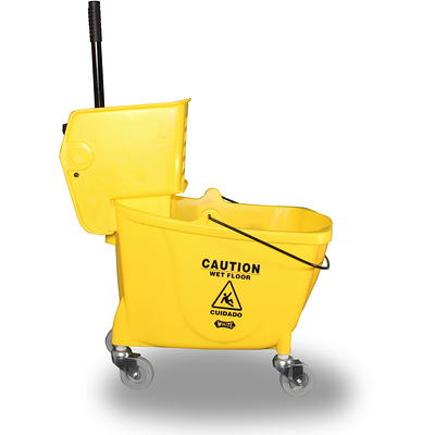 Lavex Janitorial 35 Qt. Yellow Mop Bucket & Side Press Wringer Combo