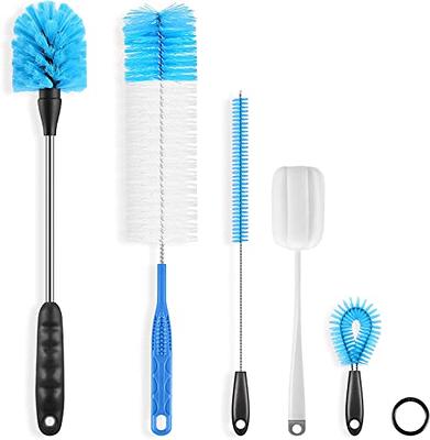 Bottle Cleaning Brush Set, Long Handle Silicone Cleaner Brushes + Thermos  Lid Cup Brush + Drinking Straw Brush for Cleaning Baby Bottles, Narrow Neck