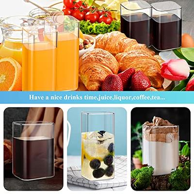 Clear Series 16 oz Square Highball Beverage Drinking Glasses (Set of 8