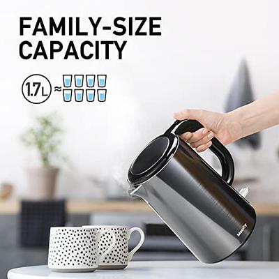 Mecity 1.7L Electric Kettle 100% Stainless Steel Interior Fast Heating  Water Kettle Double Wall Kettle Water Boiler, Cool Touch Auto Shut Off, 57  Ounce, 120V, 1500W - Yahoo Shopping