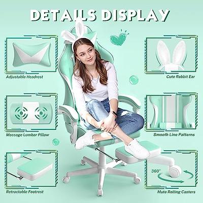 Gaming Chair With Footrest And Ergonomic Lumbar Massage Pillow Pu