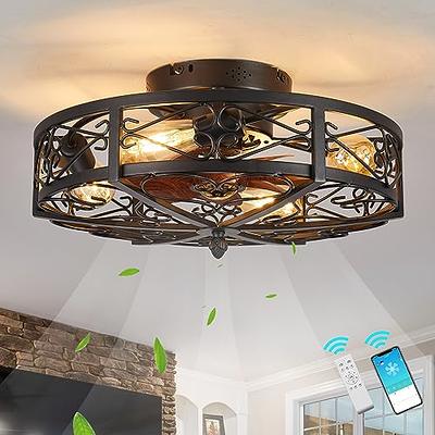 MeZeYo 20 Caged Farmhouse Flush Mount Ceiling Fan with Light and Remote  Control Bladeless Low Profile Ceiling Fans with Lights Enclosed Vintage Fan  6 Speed Reversible for Kitchen, Bedroom - Yahoo Shopping