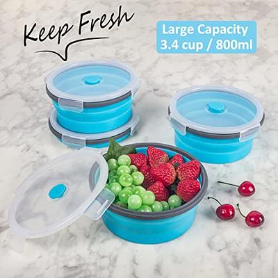 Ecoberi Collapsible Food Storage Containers, Airtight Snap-Top Lids, Microwave, Dishwasher Safe, BPA Free Silicone, Set of 5