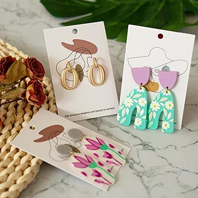 Temlum 100 Pcs Earring Display Cards with Self-Sealing Bags