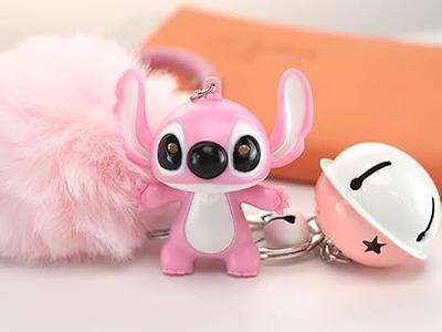 Tonsamvo Cute Pom Pom Keychain Kawaii Anime Key Chain for Backpack Decoration Birthday Gift Keychains for Women Girls(Pink)