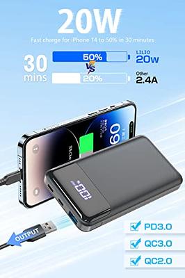 20000mAh Power Bank(Compact Portable Charger) with Flashlight, Dual-Port  Output External Battery Compatible with iPhone, iPad, Samsung Galaxy and  More