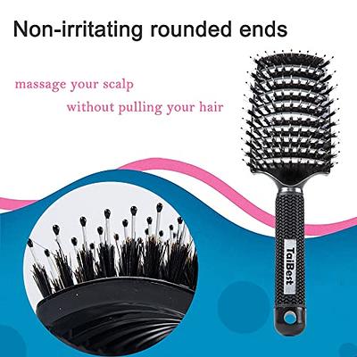 2Pcs Hair Brush Mini Boar Bristle Hairbrush for Thick Curly Thin Long Short  Wet or Dry Hair Detangle Massage Add Shine, Pocket Travel Small Paddle