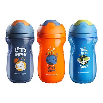 Tommee Tippee Insulated Straw Cup for Toddlers, Spill-Proof, 9oz, 12m+,  2-Count, Blue and Orange