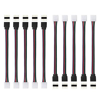 Meruido 10PCS 4 Pin Conductor 10 mm Wide LED 5050 RGB Strip Light Connector  Strip to Controller Jumper Solderless Clamp On Pigtail Adapter - Yahoo  Shopping