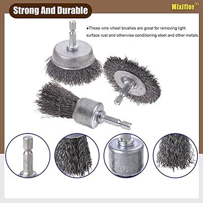 8 Piece Wire Brush Wheel Cup Brush Set 1/4inch Hex Coarse Crimped Carbon  Steel Wire Wheel For Rust