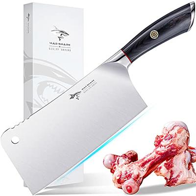 SHI BA ZI ZUO 7 Inch Stainless Steel Heavy Duty Bone Cleaver Butcher Knife  Full Tang Handle with Heft