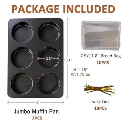 Elesinsoz 2 Pcs Muffin Top Pan with Lid, 3.6 Inch Non-Stick 6 Cup Straight  Cupcake Pan Muffin Pans Come with 10pcs Bread Bags with Ties, Hamburger Bun  Pan for Home/Kitchen Baking 