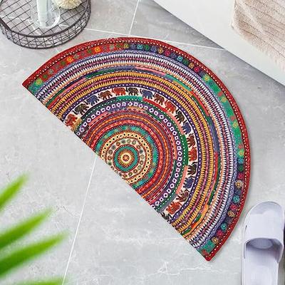 Uphome Bathroom Runner Light Gray Vintage Floral Long Bathroom Rugs Non  Slip Machine Washable Soft Velvet Bath Mat Luxury Paisley Boho Floor Mats  for