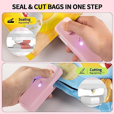 Bag Sealer Mini, 3 in 1 Mini Bag Sealer Heat Seal with Cutter & Magnet,  Rechargeable