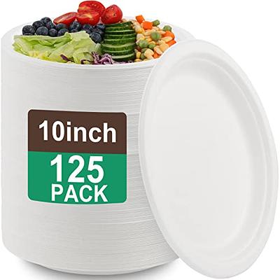 Paper Plates 10 Inch [125 Count], 100% Compostable Disposable Plates Heavy  Duty, Made of Bagasse Biodegradable Eco-Friendly Paper Plates Bulk for  Party, Wedding, Dinner, BBQ (White) - Yahoo Shopping