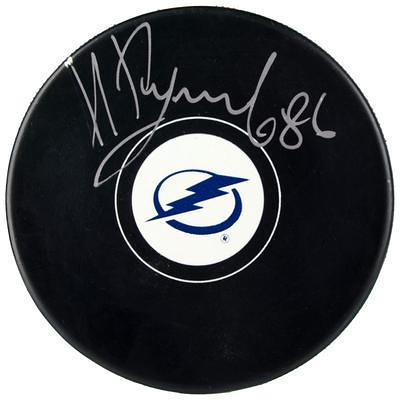 Mikhail Sergachev Tampa Bay Lightning Autographed 8 x 10 Black Jersey  Skating with Puck Photograph