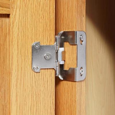 Probrico 1 Pair（2 Pack）Kitchen Cabinet Hinges for Face Frame Cabinet,  Concealed Cabinet Hinges Brushed Satin Nickel with Mounting Screws