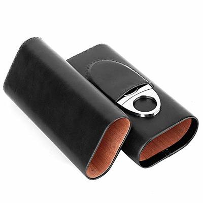 Genuine Leather Cigar Case 3-Finger Potable Travel Cigar Humidor