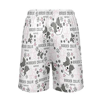 Ollabaky Men's Pajama Shorts Border Collie Cute Dog Pjs Bottoms