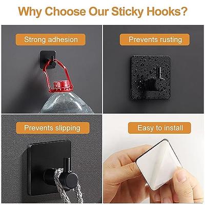 8pcs Stainless Steel Metal Hooks for Hanging Adhesive Wall Hooks Kitchen