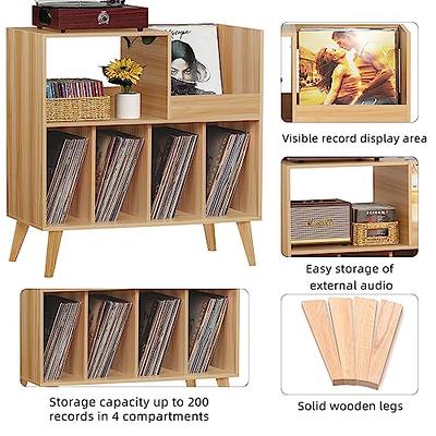 YAHARBO Record Player Stand, 3-Shelf Black Vinyl Record Holder