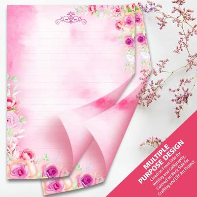 Watercolor Stationery Paper and Envelopes Set, 6 Assorted Colors (8.5 x 11  In, 48 Set)