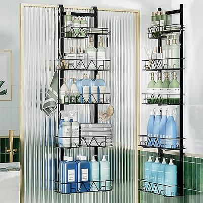 Over the Door Shower Caddy, 5-Tier Adjustable Hanging Shower Organizer  Rustproof Metal, Black 